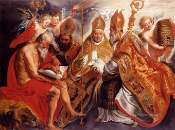  Flemish Oil Painting - Jordaens The Four Fathers Of The Latin Church Flemish Baroque Jacob Jordaens